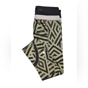 Lululemon Run Inspire Crop II – Chevron Shuffle Fatigue Green – Size 4